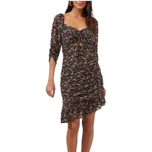 ASTR | Sweetheart Cutout Dress In Black-Purple Ditsy Print